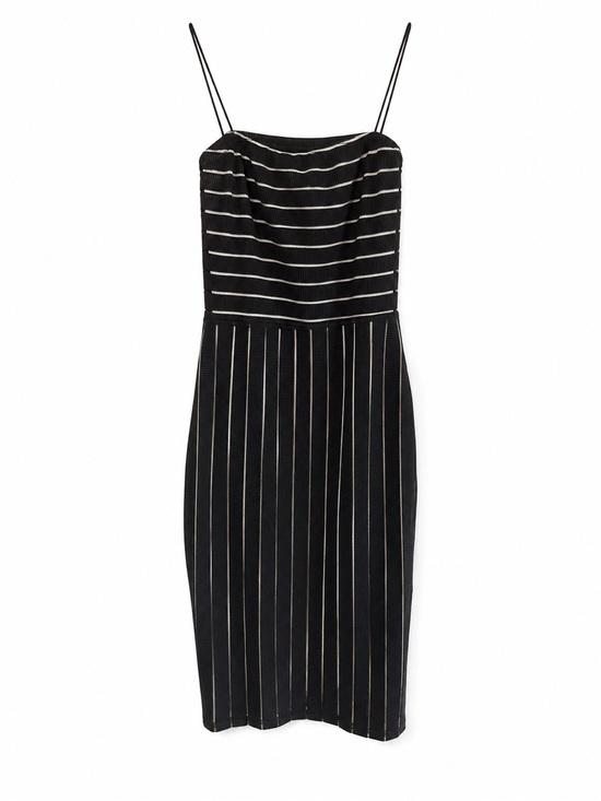 PrettyLittleThing Dresses & Skirts - PrettyLittleThing Black Ribbed Stripe Midi Dress US 0 UK 4
